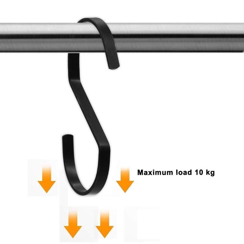 SumDirect 10pcs 4 Inch Black Medium Flat S Hooks, Heavy Duty Stainless Steel S Shaped Hooks for Hanging Pots and Pans,Outdoor Plants and Clothes - Image 4